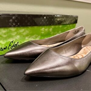 Like-new Sam Edelman Pewter, Pointed-toe Flats, 7M